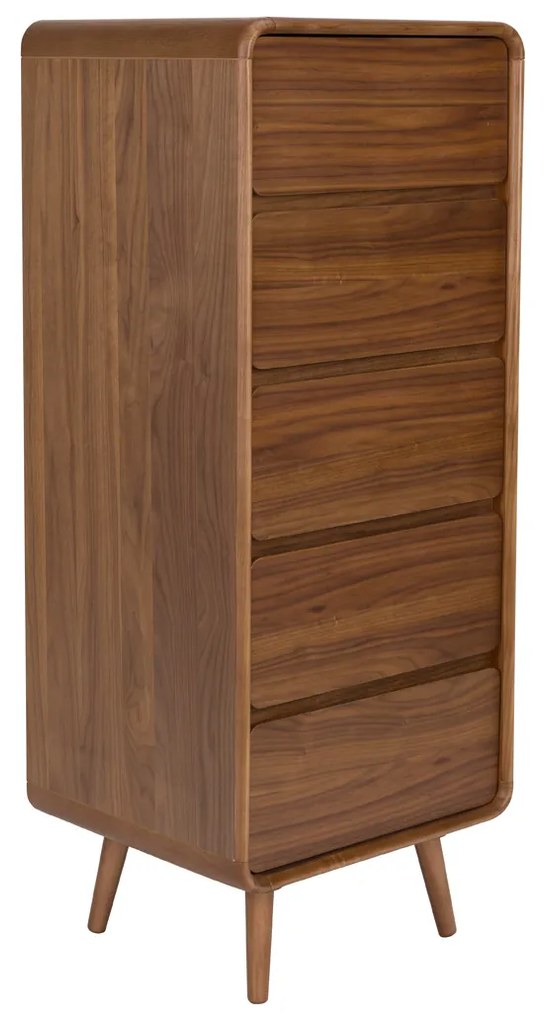 Zuiver Rise Walnut Design Ladenkast Gebogen Walnoothout - 40x45x112cm.
