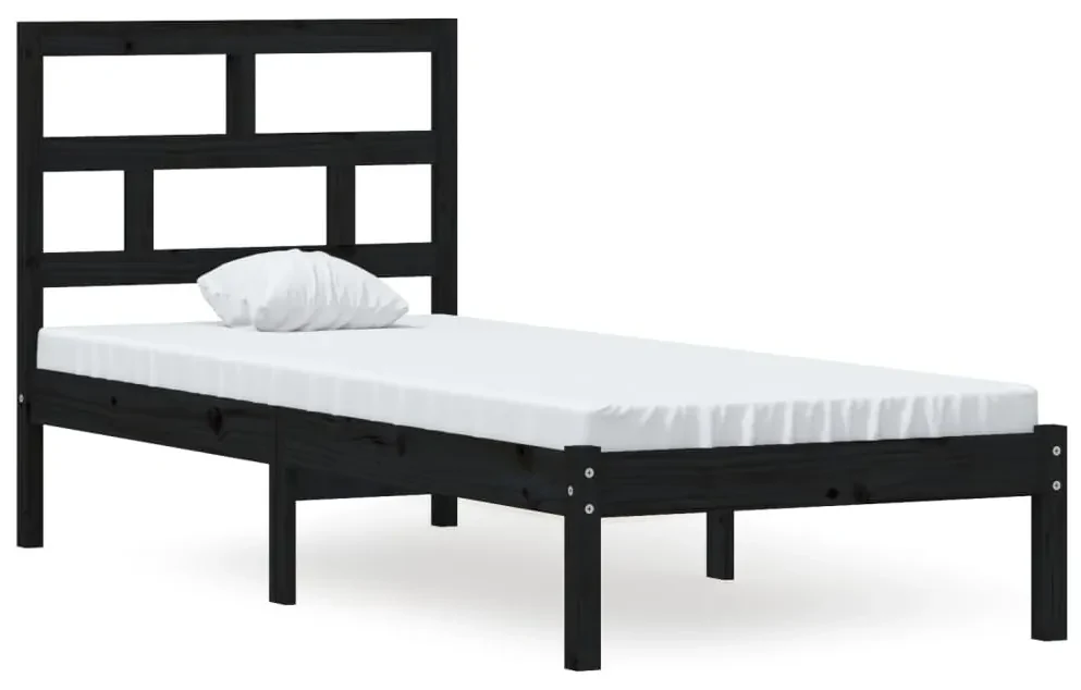 vidaXL Bedframe massief hout zwart 75x190 cm 2FT6 Small Single