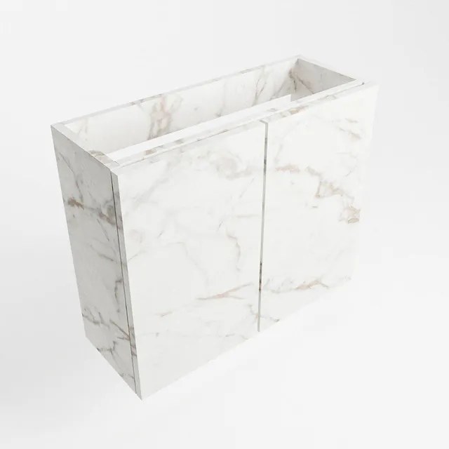 Mondiaz FOWY fonteinonderkast - 60x22x50cm - 2 deuren - push to open - softclose - Carrara FOWYTO60Car2D