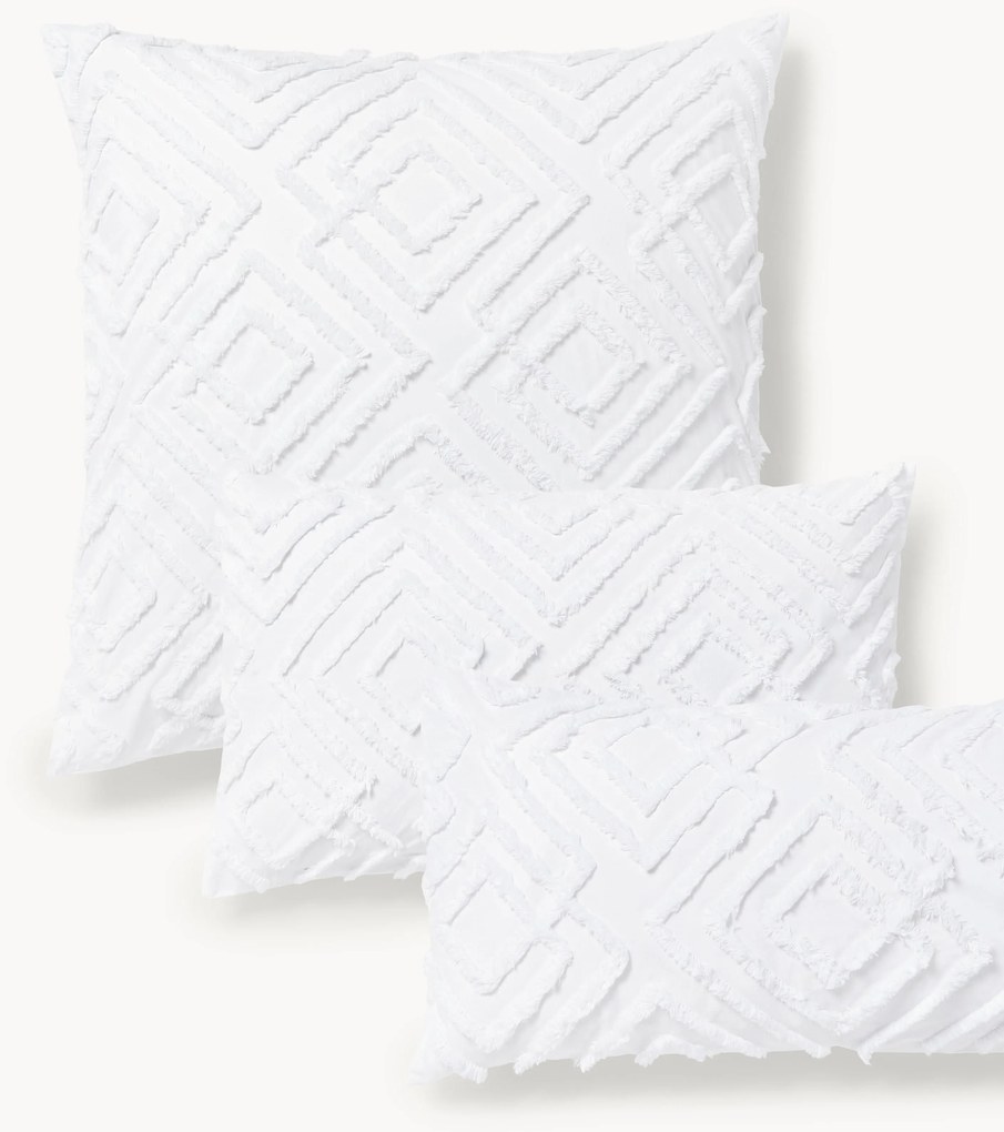 Katoenen perkal kussensloop Phil met getufte design