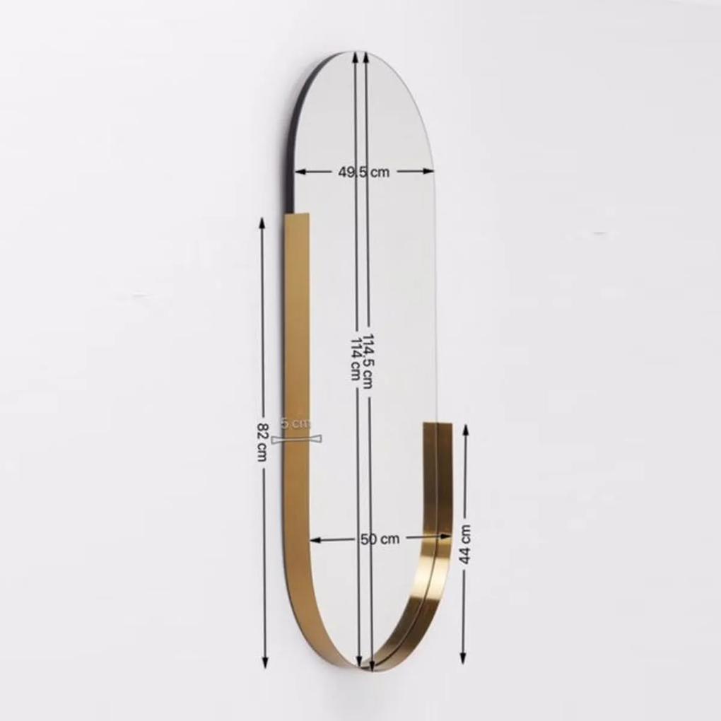 Kare Design Hipster Ovale Spiegel Met Messing Rand - 50.2x114.4cm