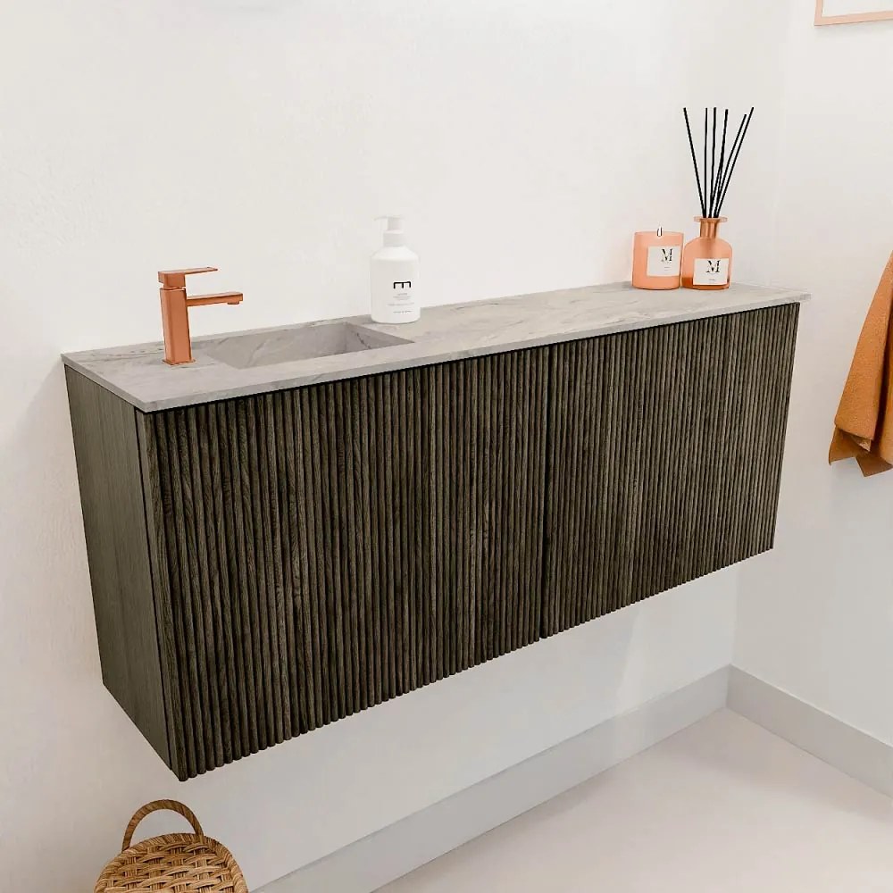 Mondiaz Joya DLux 100cm toiletmeubel shadow met wastafel faye links 1 kraangat glace