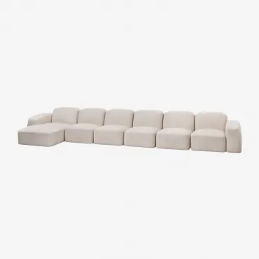 Bastian 6-delige Modulaire Chaise Longuebank Links Chenille Dik Wit - Sklum