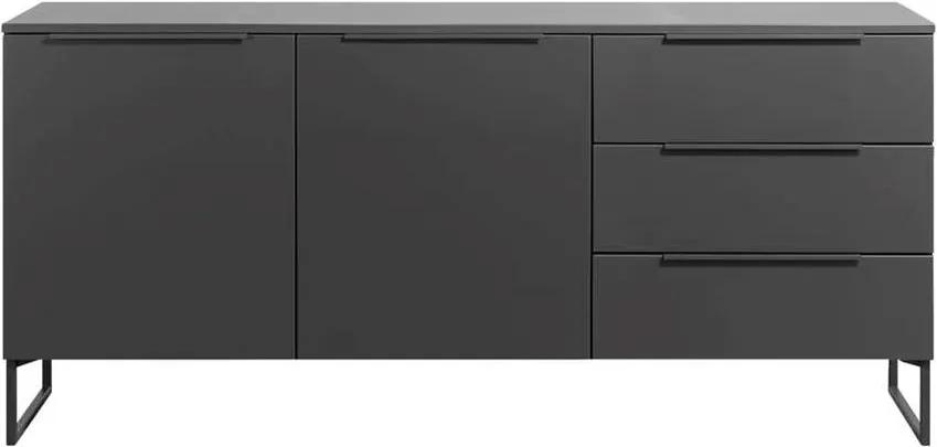 Dressoir Malaga - antraciet/zwart - 88x190x48 cm - Leen Bakker