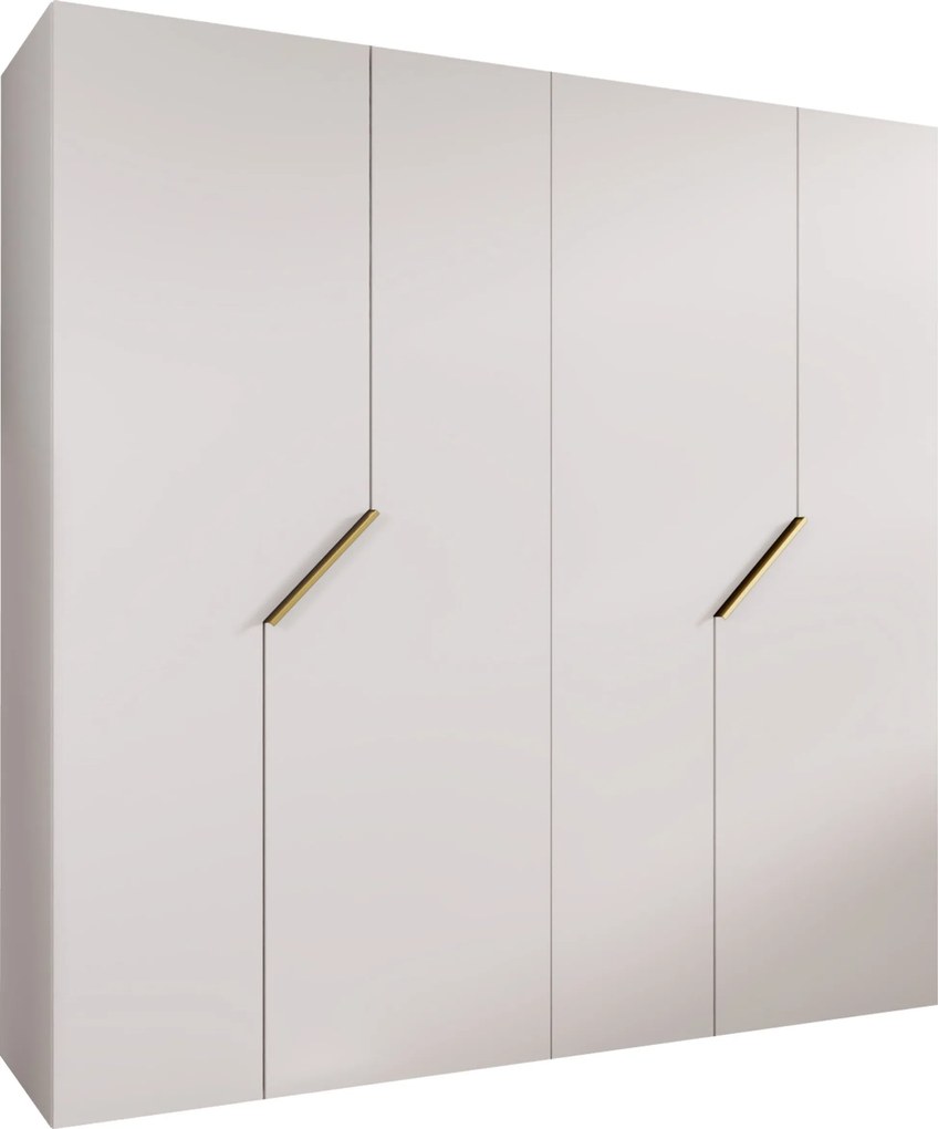 Kledingkast Hartford 595, Wit, Gouden, 202x200x52cm, 135.3 kg, Kledingkast deuren: Met scharnieren