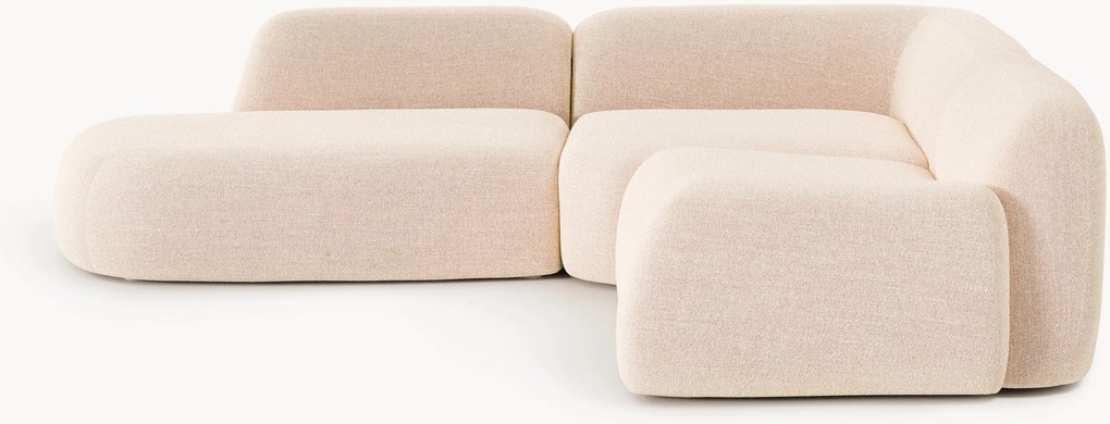 Modulaire bouclé hoekbank Wolke (4-zits) met chaise longue