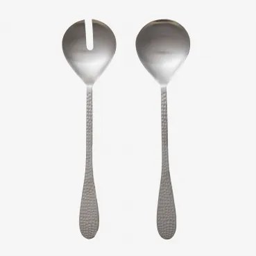 Set Van 2 Saladebestekken Van Roestvrij Staal Aina Zilver - Sklum