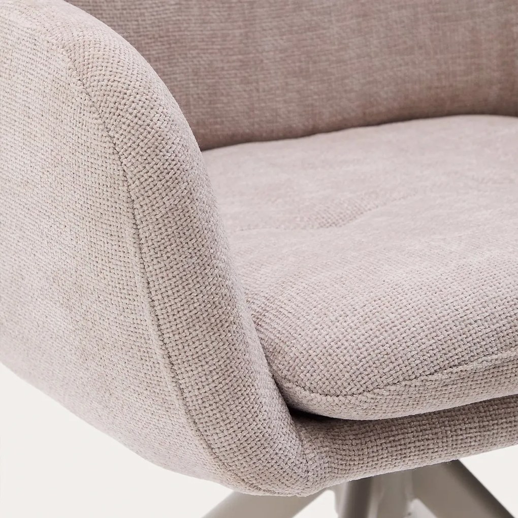 Kave Home Lexa Draaibare Eetkamerstoel Beige Chenille