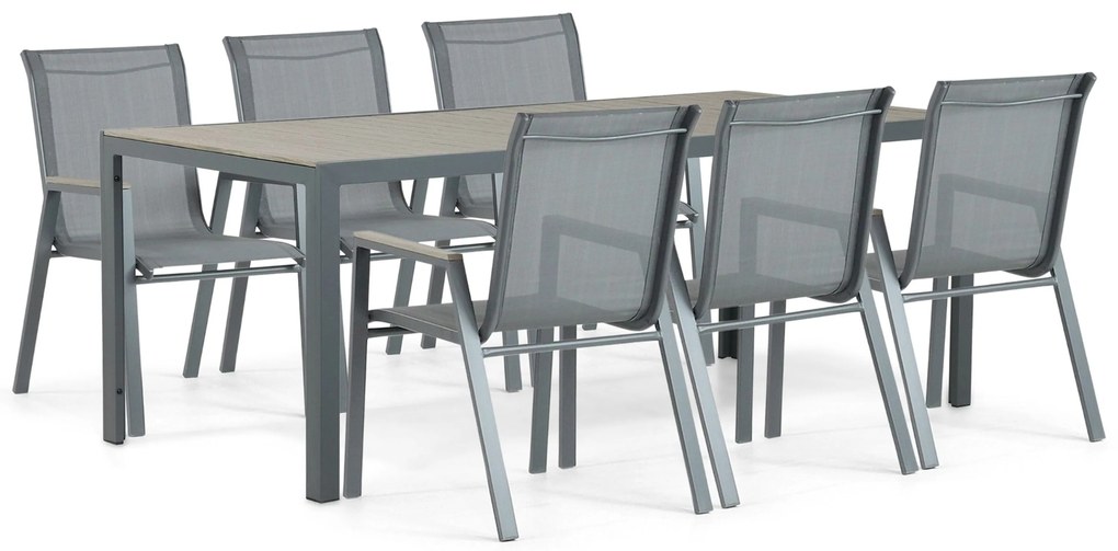 Tuinset 6 personen 200 cm Aluminium/textileen Grijs Domani Furniture Verde/Solare