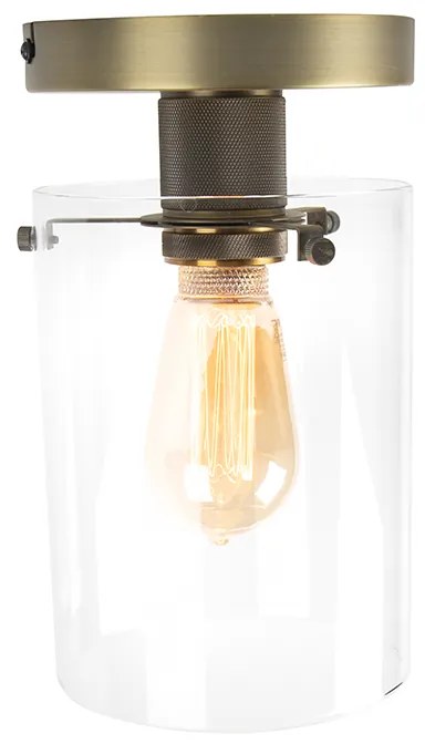Moderne plafondlamp brons met glas - Dome