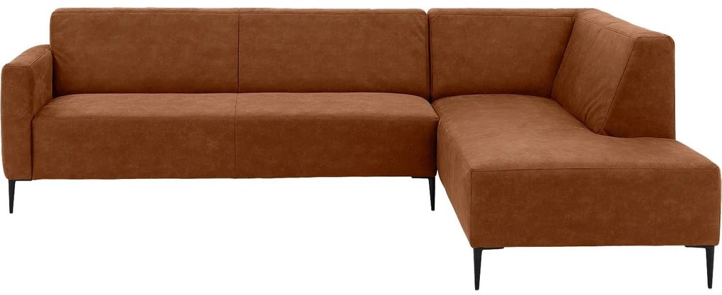 Goossens  Key West cognac, micro leer, 3-zits, modern design met ligelement rechts