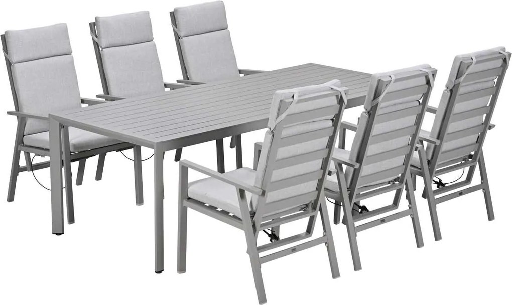 Garden Impressions Kasper tuinset 7-delig - tuintafel 220x93 cm taupe
