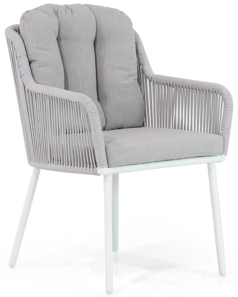 Tuinset 6 personen 220 cm Aluminium/rope Wit Santika Furniture Santika