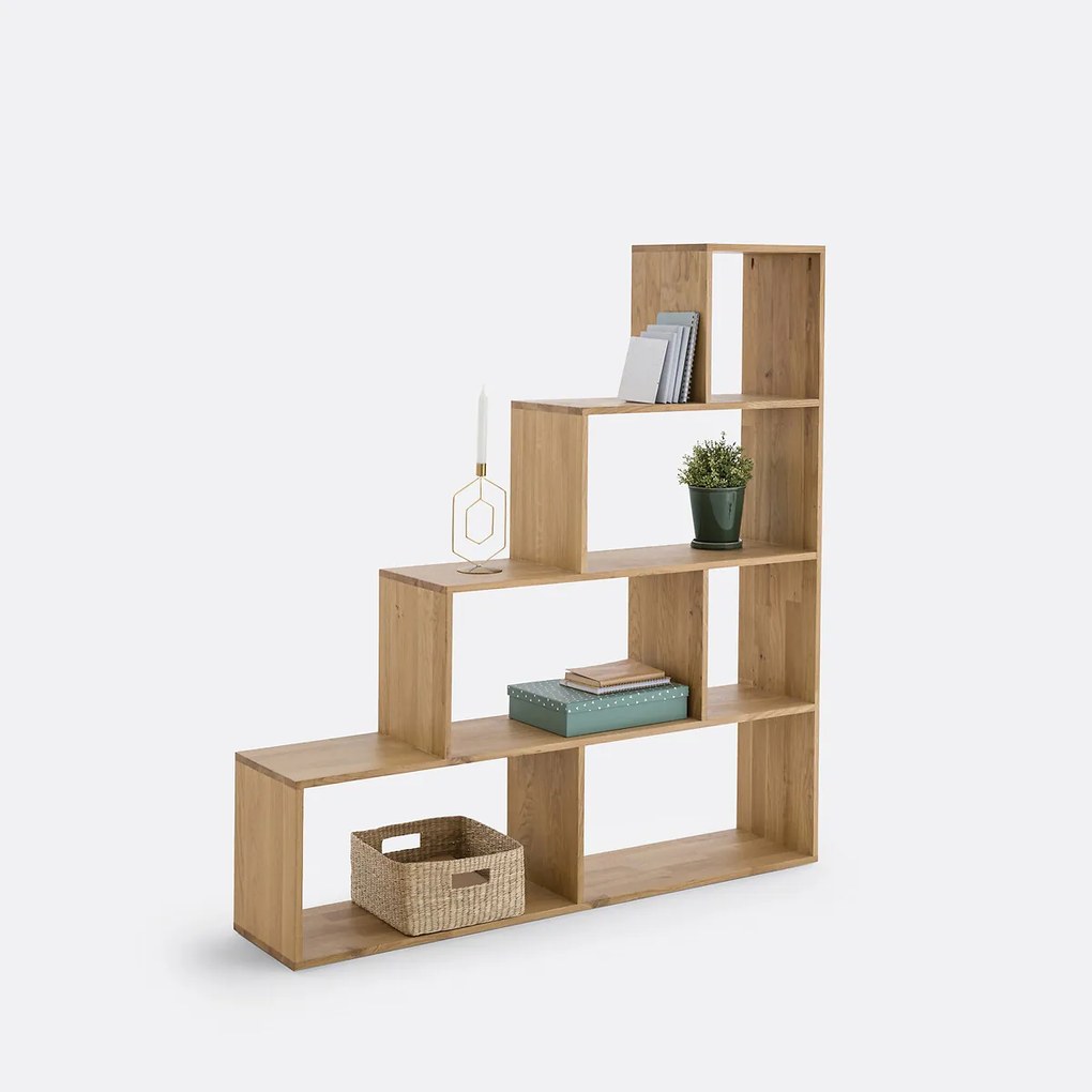 Trapboekenkast, massief eiken, JORGA