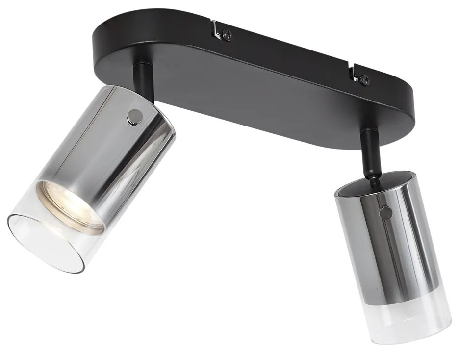 Moderne plafondspot gunmetal 2-lichts draai- en verstelbaar - Drain