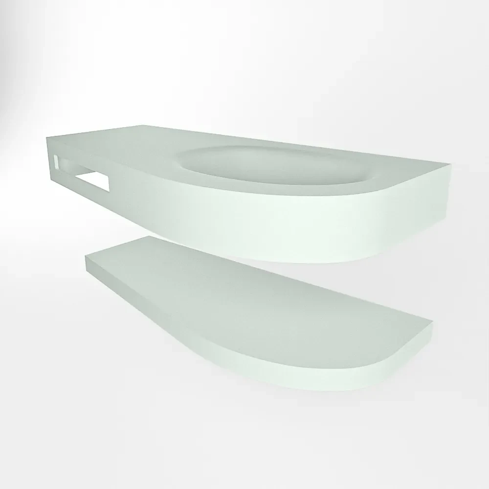 Mondiaz Riva 100cm wastafel met planchet Greey en wastafel rechts 0 kraangaten Greey