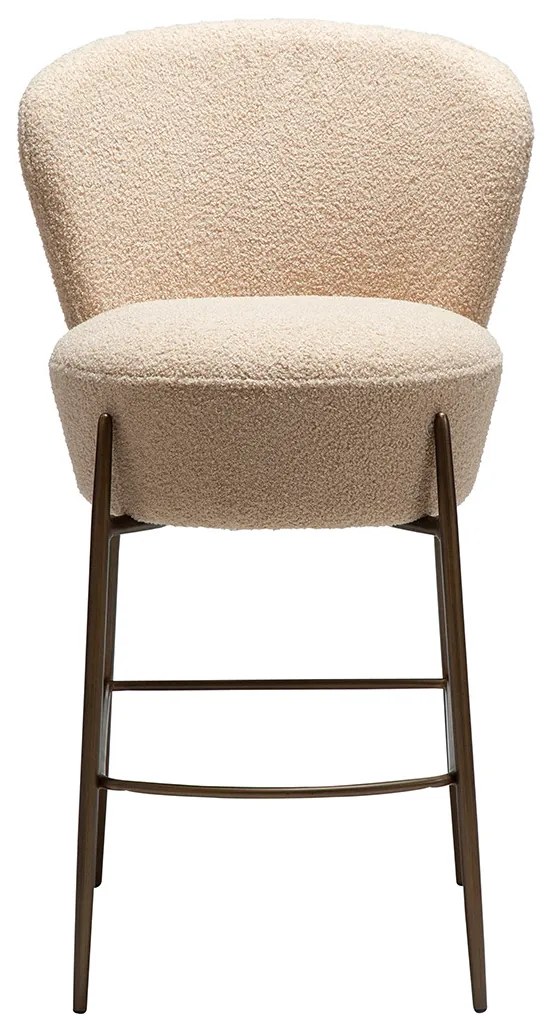 Dan-Form Orbit Boucle Barstoel Met Hoge Rugleuning Almond Shimmer