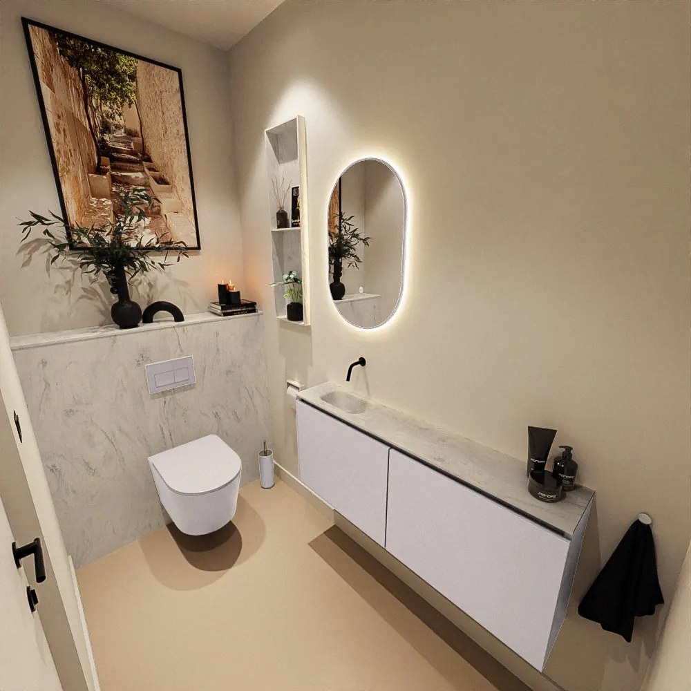 Mondiaz Ture DLux toiletmeubel 120cm cale met wastafel opalo links zonder kraangat