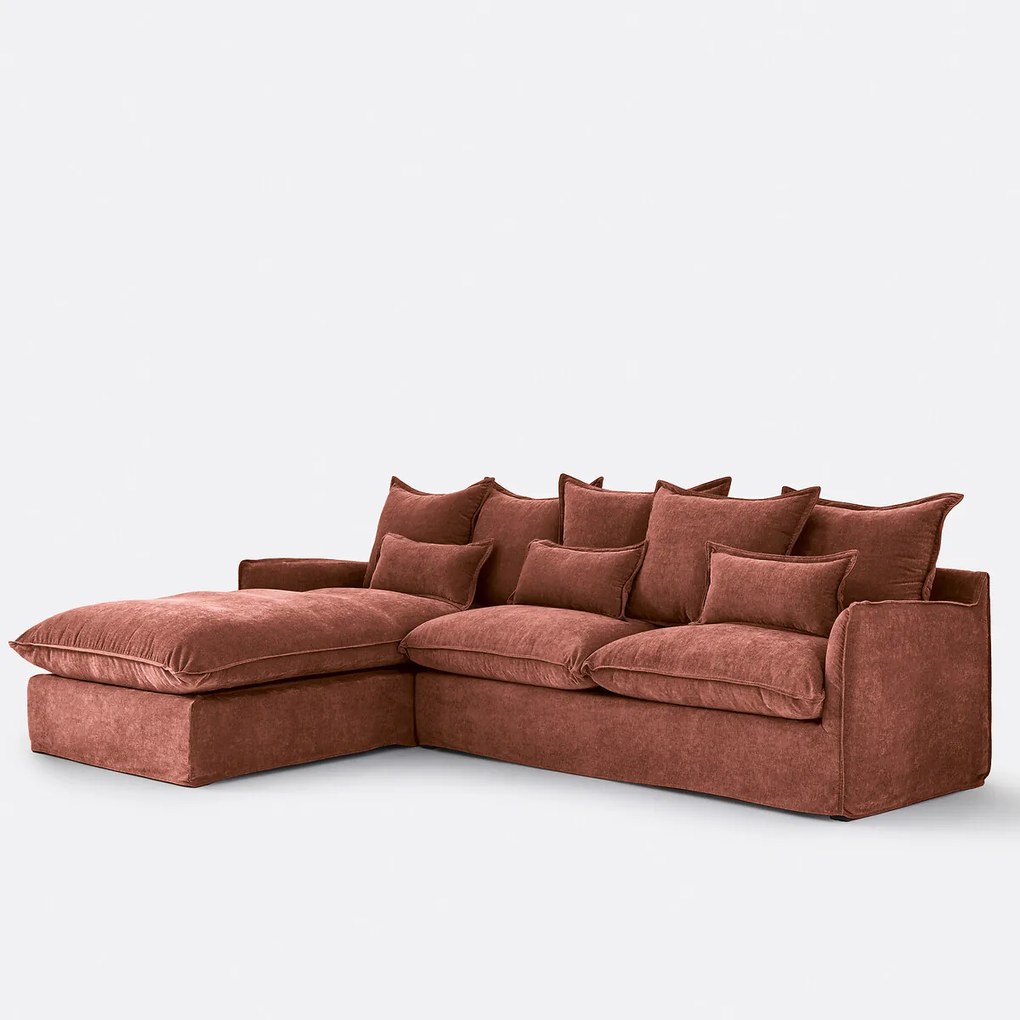 Hoekbank links, omvormbaar, afneembare hoes, 4-zits, gemêleerd polyester, ODNA