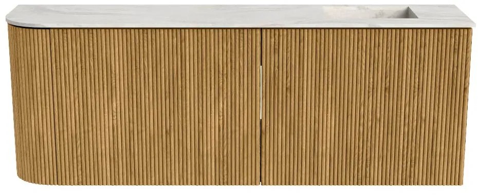 Mondiaz Joya DLux 110cm toiletmeubel ronding links oak met wastafel faye rechts zonder kraangat ostra