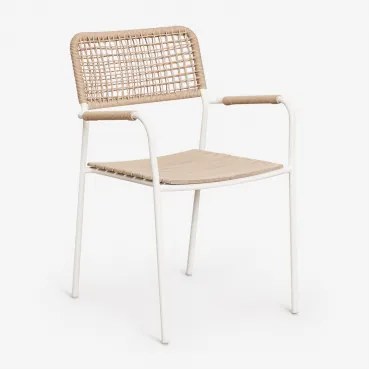 Stapelbare Set Van 2 Tuinstoelen Met Armleuningen Van Staal En Acaciahout Tilda Gardenia Wit - Sklum