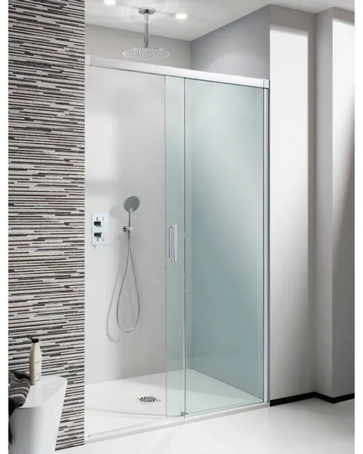 Crosswater Design S softclose schuifdeur 150x195cm helder veiligheidsglas zilver profiel DSLSC1500