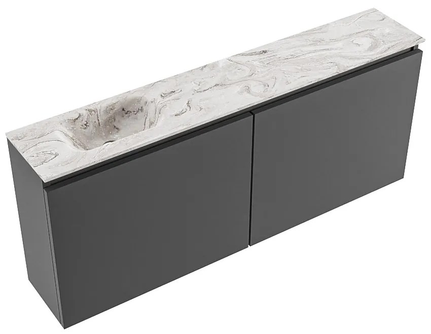 Mondiaz Ture DLux toiletmeubel 120cm dark grey met wastafel glace links zonder kraangat