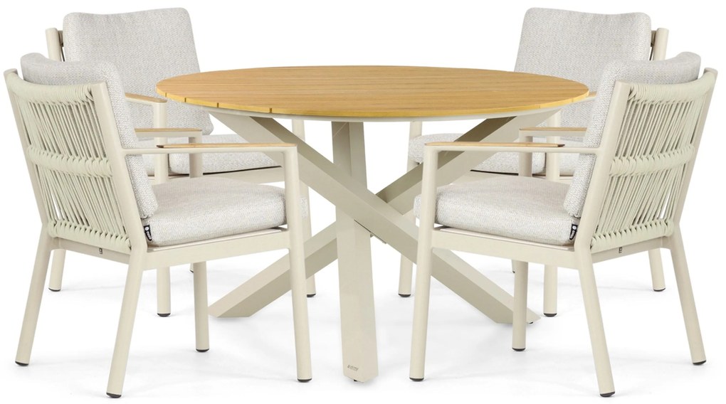 Tuinset 4 personen 125 cm Aluminium/rope Taupe Coco Sevilla/Ancona