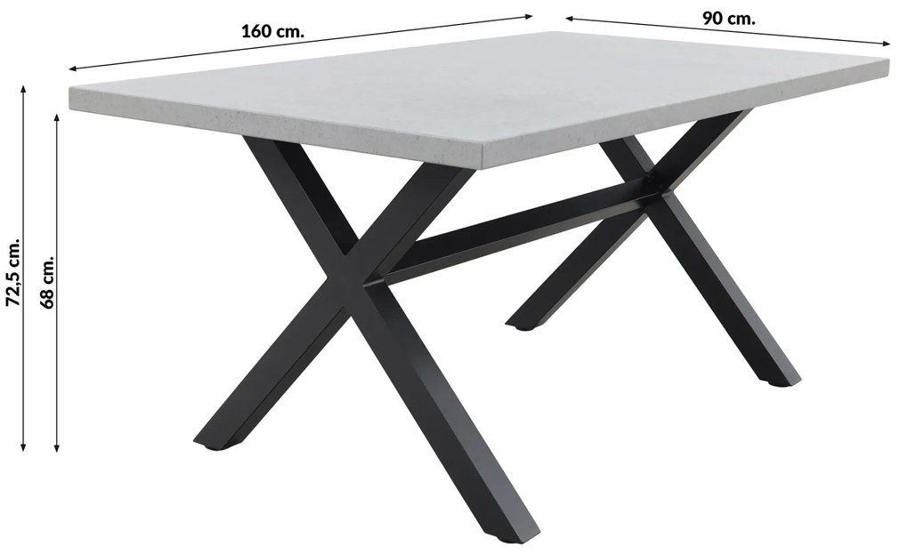 Verona betonlook tuintafel 160 x 90 cm. - Black OP=OP