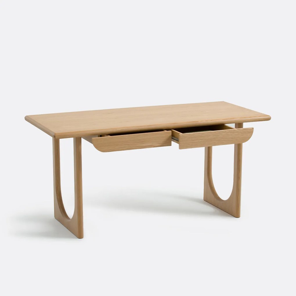 XL bureau in eiken en fineer, 2 lades, Douve