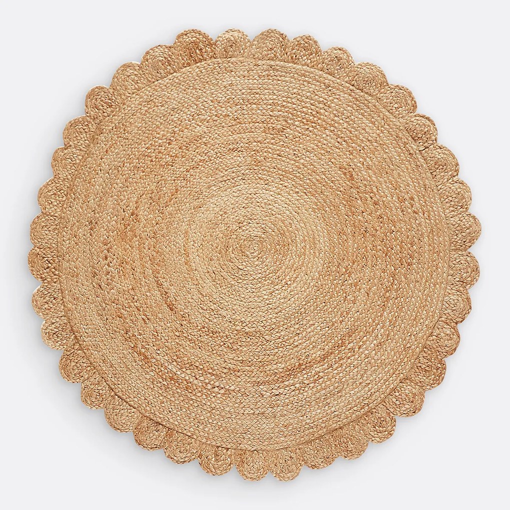 Rond vloerkleed in jute, bloemvorm, Aftas