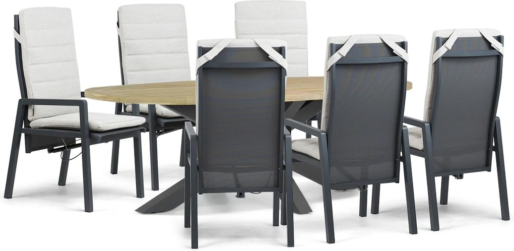 Tuinset 6 personen 240 cm Aluminium Grijs Lifestyle Garden Furniture Vivaro/Brookline