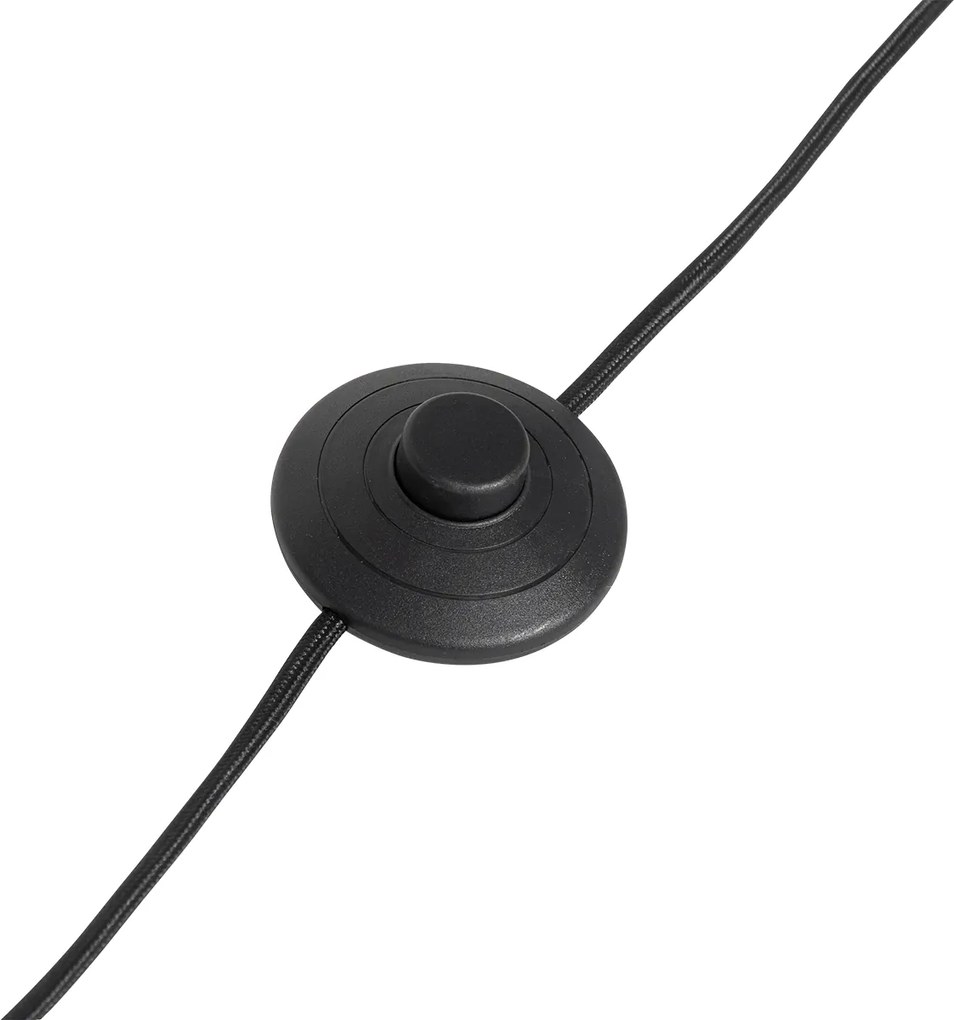 Vloerlamp hout met ovale linnen kap wit 50cm - Mels