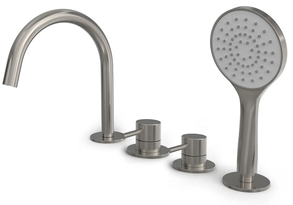 Hotbath Buddy badrandkraan met uitloop geborsteld nikkel