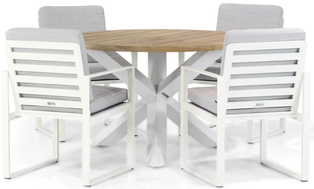 Tuinset Rond 4 personen 120 cm Aluminium Wit Santika Furniture Santika