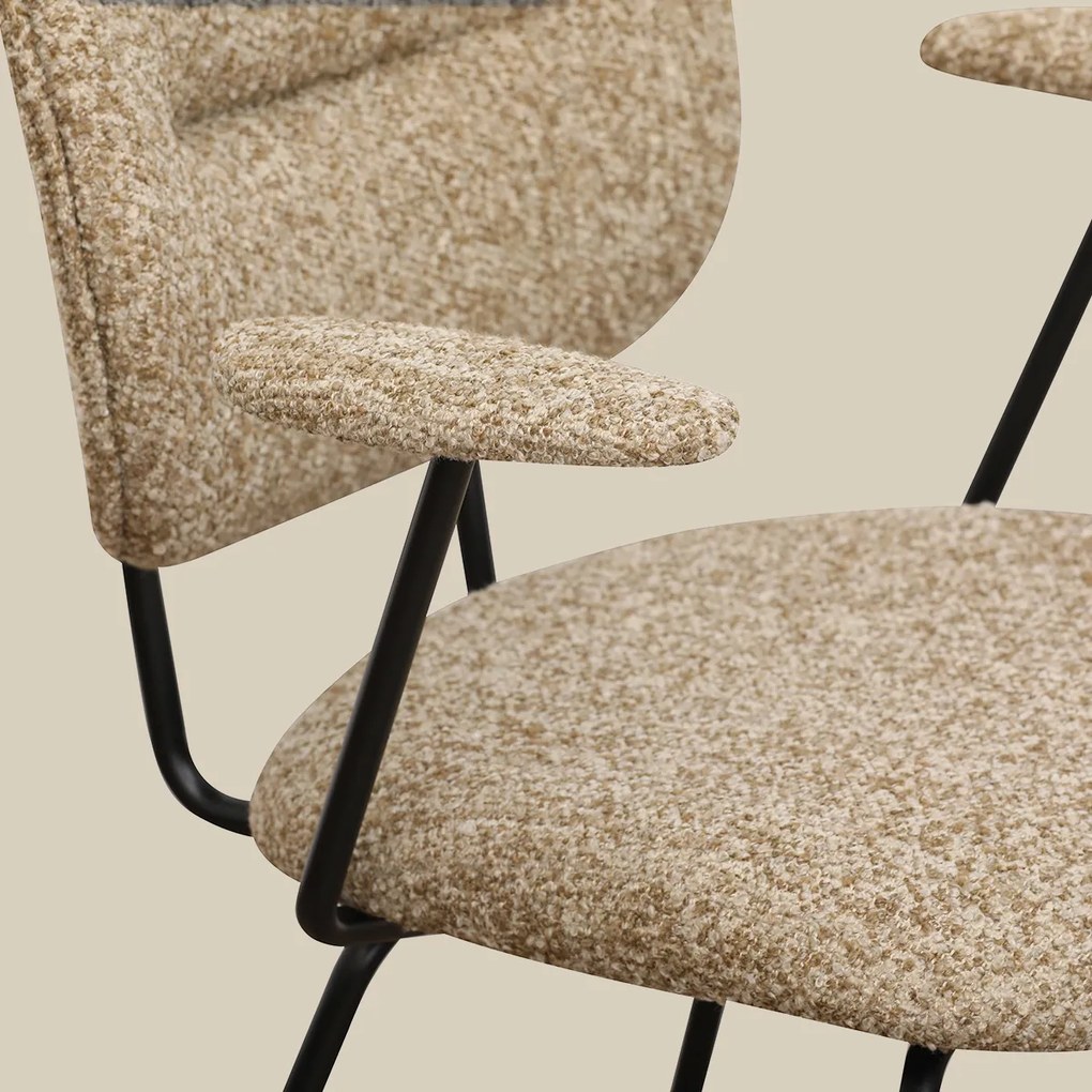 Moderne Eetkamerstoel Met Armleuningen Beige