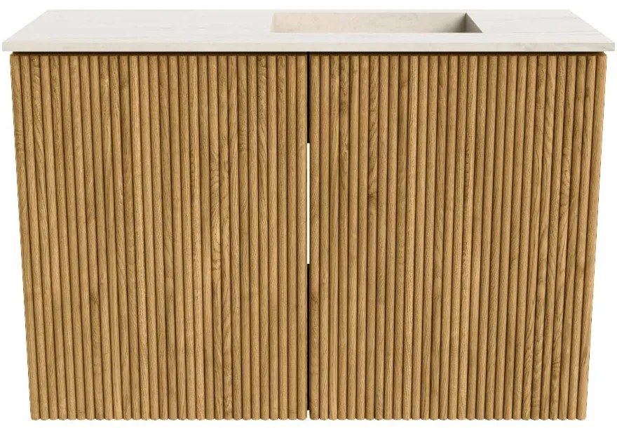 Mondiaz Joya DLux 60cm toiletmeubel oak met wastafel faye rechts 1 kraangat meli