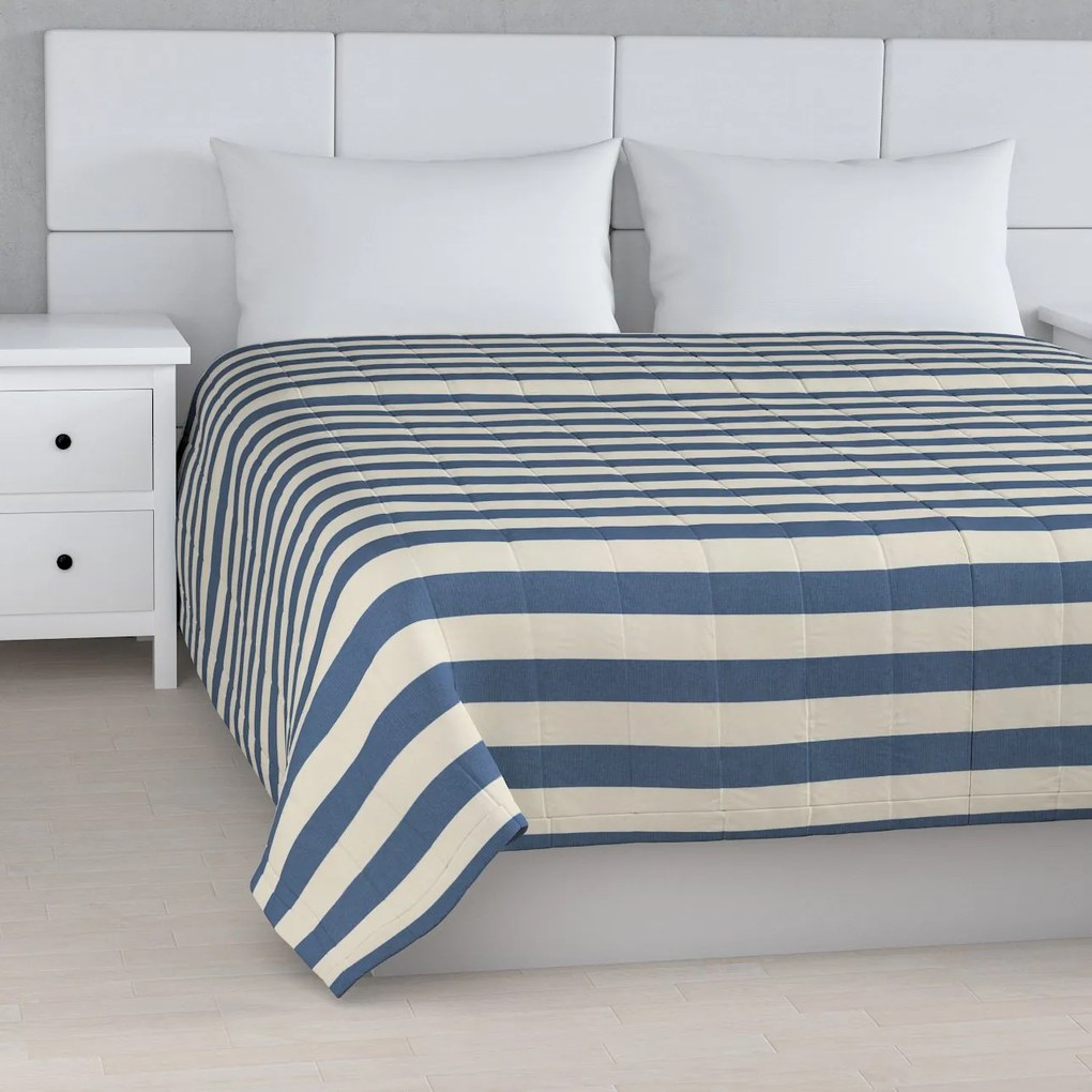 Dekoria Sprei, blauw-wit gestreept