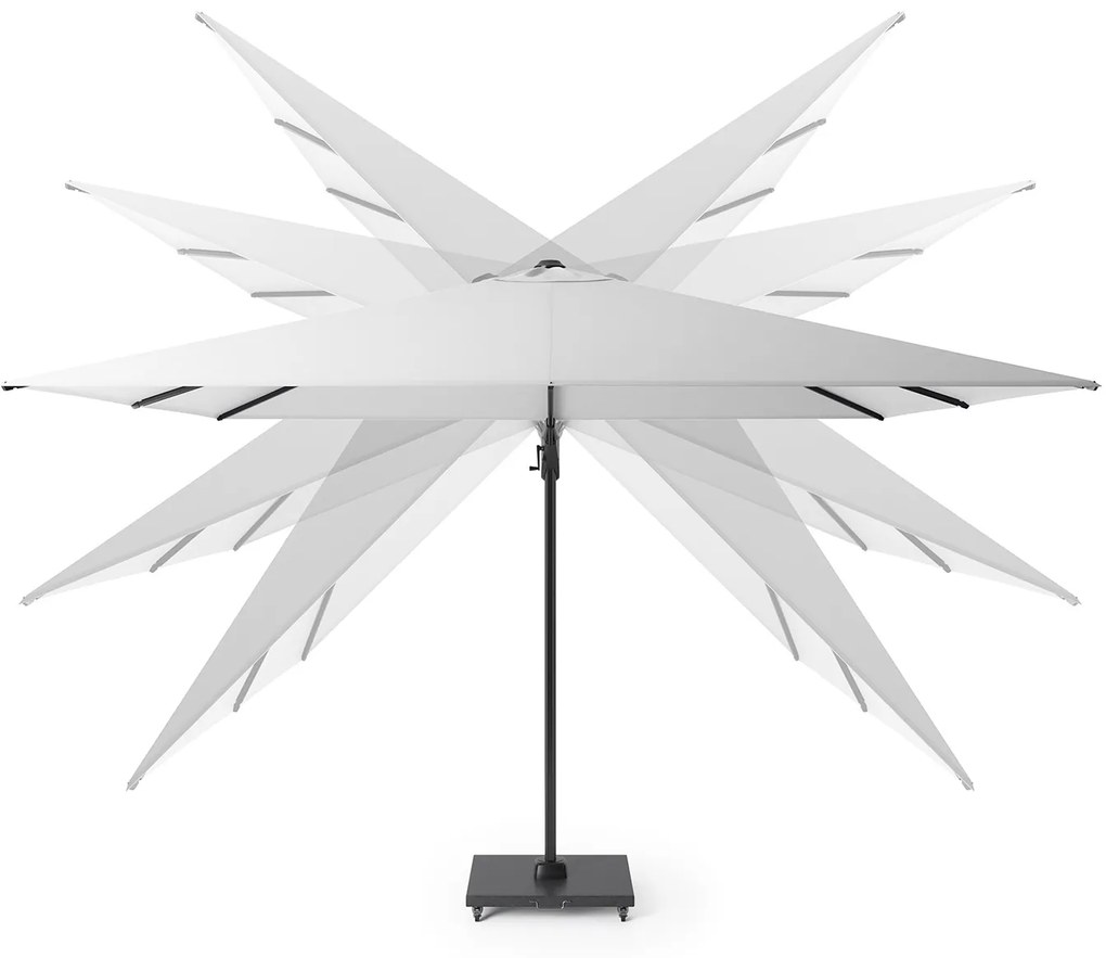 Platinum Challenger Zweefparasol T2 Premium Glow 3x3 m. - Faded Black met voet en hoes