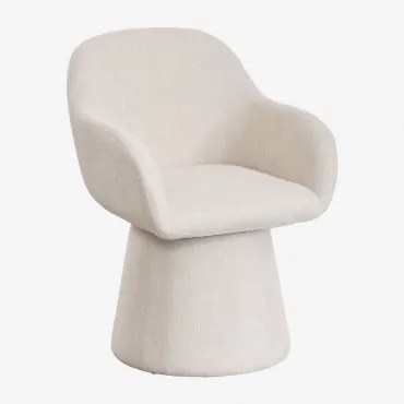 Set Van 2 Gestoffeerde Eetkamerstoelen Erica Met Armleuningen Stof Crème Beige - Sklum