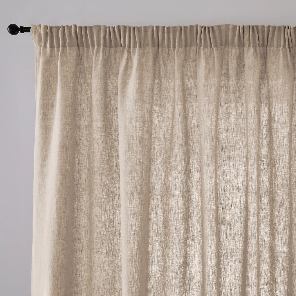 Linnen schermgordijn over de hele breedte, met gerimpelde bies of wave, ONEGA