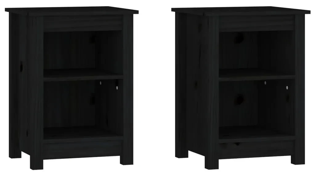 vidaXL Nachtkastjes 2 st 40x35x55 cm massief grenenhout zwart
