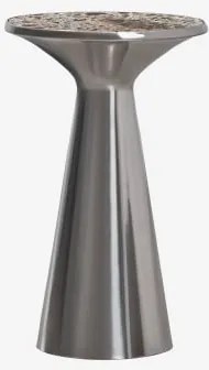 Ronde Bijzettafel Ø30 Cm Van Roestvrij Staal Selmalis Bruin Emperador Marmer - Sklum