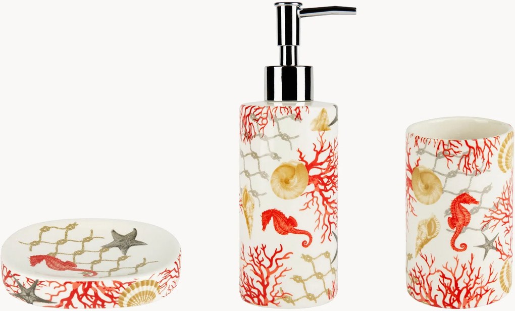 Badkameraccessoires Coral van keramiek, 3-delig