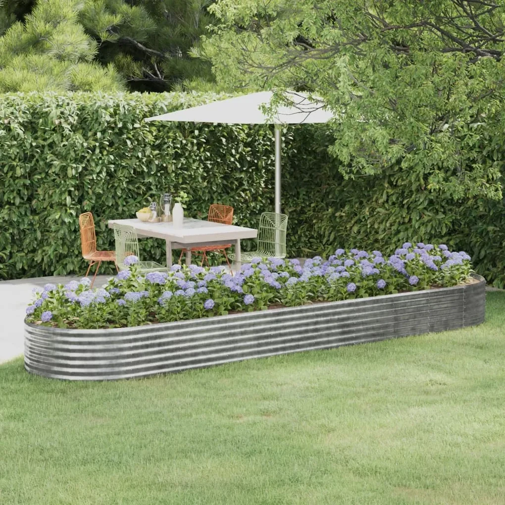 vidaXL Plantenbak 396x100x36 cm gepoedercoat staal zilverkleurig
