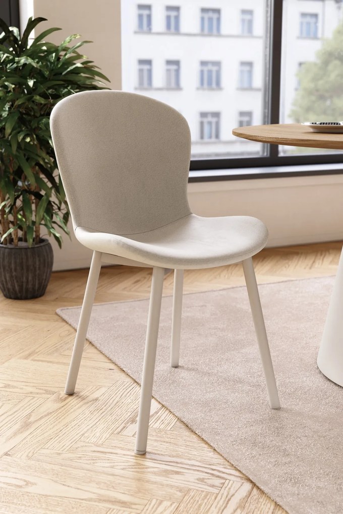 FIORA Beige (stof Apia 453) / grijs-beige frame (kasjmier) - MODERNE GESTOFFEERDE STOEL VOOR WOONKAMER/EETKAMER LOFT