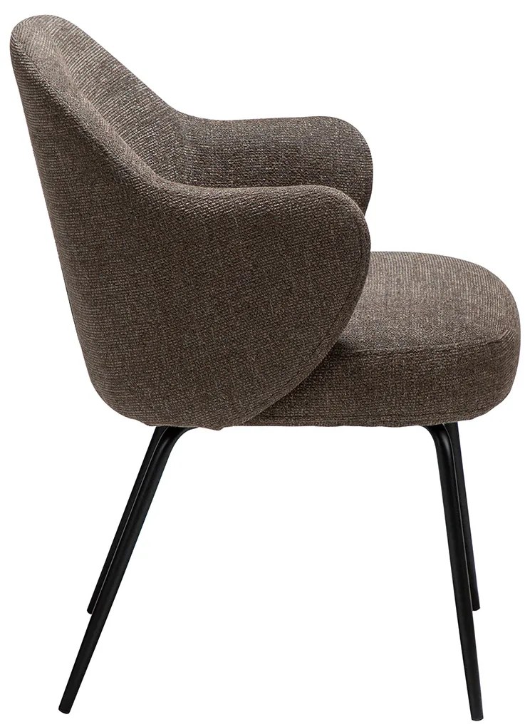 Dan-Form Bae Luxe Eetkamerstoel Met Armleuningen Zwart Boucle