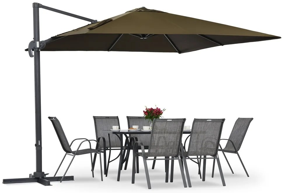 Bruine tuinparasol Siena 3 x 3 m Garden Point