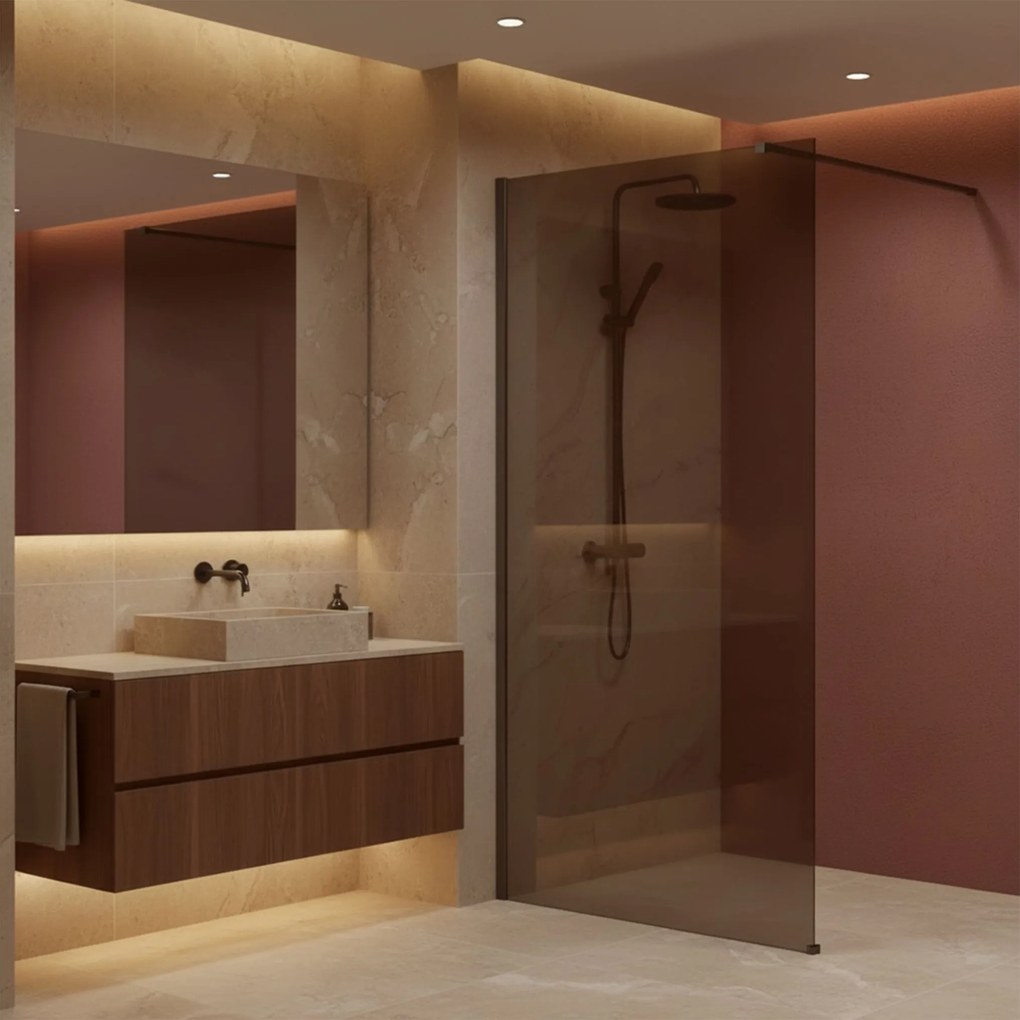 Walk-in douchewand Rea Flexi Brown / Titan 80