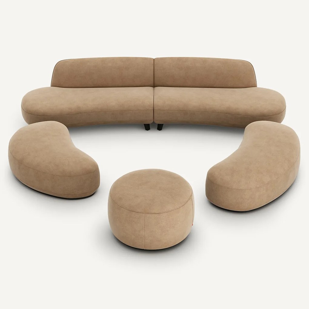 Poef van stonewashed fluweel, ROSEBURY, ontwerp Emmanuel Gallina